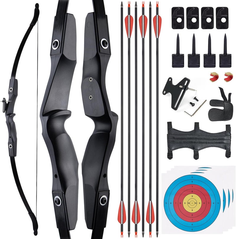 sf. Right Hand Recurve Bow and Arrow Set for Adults - Takedown Archery Set for Beginner Youth & Teen - Outdoor Target Practice Kit with Arrows & Accessories-18/30/40 Lbs - Image 1